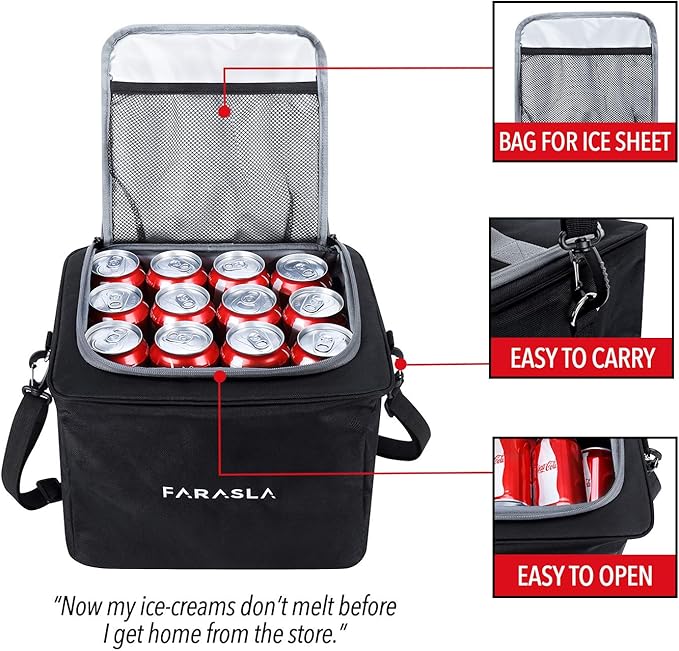 Farasla Waterproof Trunk Organizer with Insulated Leakproof Cooler Bag, Foldable Cover, Adjustable Securing Straps (Black)