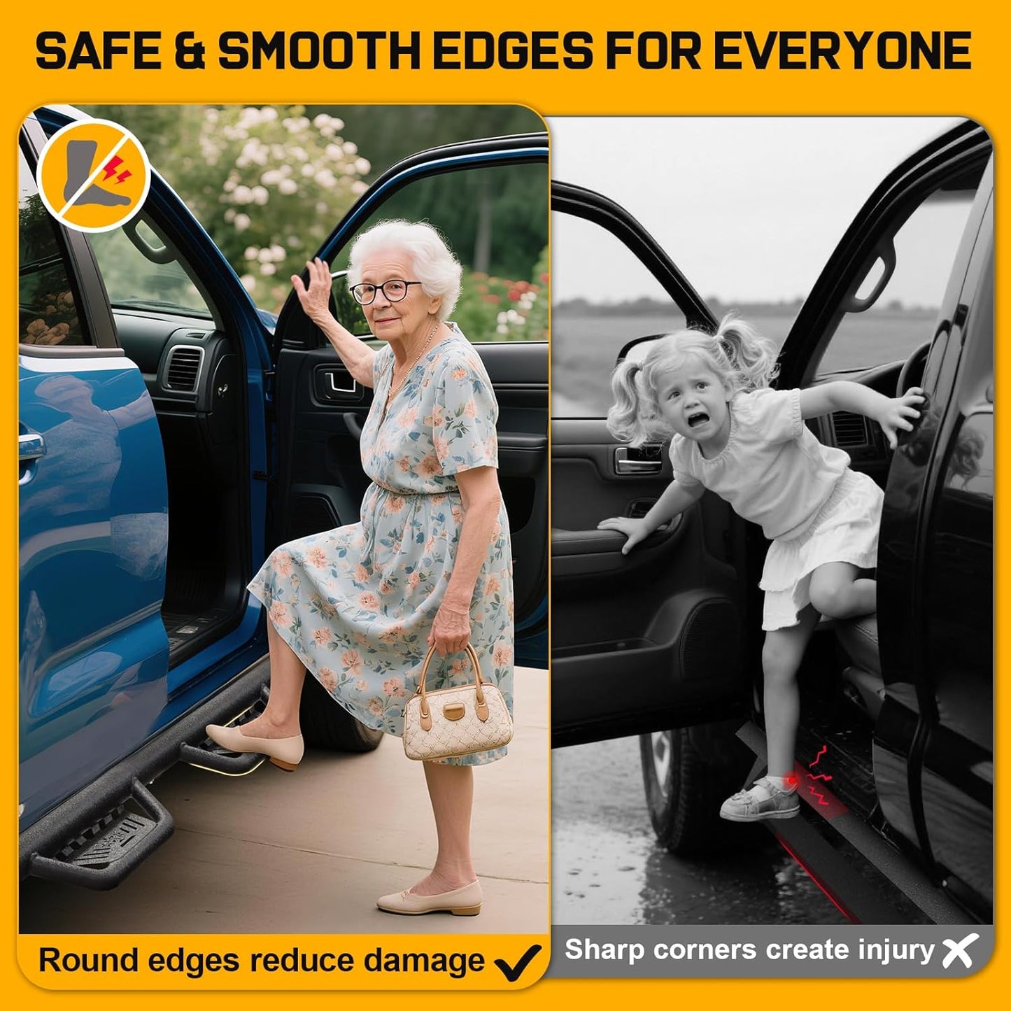 BINARY STAR Running Boarads Compatible with Vehicle 2022-2025 Toyota Tundra CrewMax Cab, 5.5 Inch Drop Down Tundra Side Steps, One-Piece Design Step Bars Made with Carbon Steel.