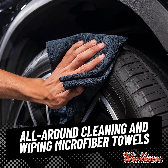 Chemical Guys Workhorse Professional Grade Microfiber Towels - Black 16x16 Inch Detailing Cloths for Cars, Home & Pet Drying, Ultra Soft & Scratch-Free, Perfect for Washing, Drying & Cleaning, 3 Pack
