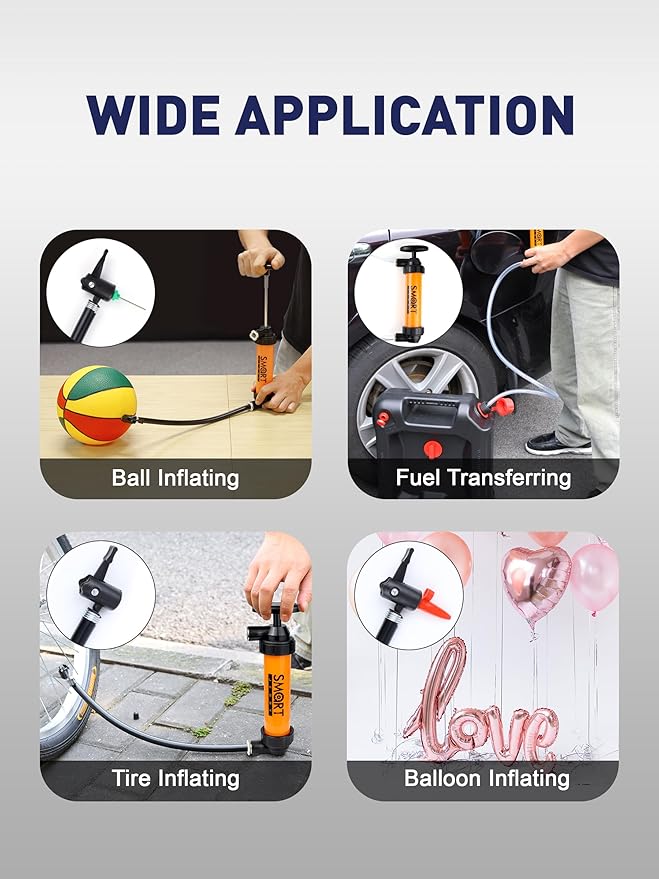 SMART JERRY - Siphon Pump for Gasoline, Fluid Transfer Pump Automotive, RV Antifreeze Pump Kit, Oil Transfer Pump, Hand Pump Siphon, Manual Fuel Transfer Pump, Transmission Fluid Pump, Lawn Mower Pump