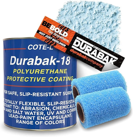 Durabak-18 Textured Truck Bed Liner Gallon KIT - Roll On Coating | DIY Custom Coat for Bedliner and Undercoating, Auto Body, Automotive Rust Proofing, Boat Repair (Gallon, Light Blue)