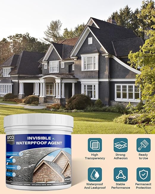 Transparent Waterproof Sealant,35oz (1 KG) Clear Transparent Waterproof Coating,Liquid Invisible Water Proof Agent for Roofs Walls,Garden,Bathroom,Kitchen Indoor & Outdoor Water Proof Adhesive