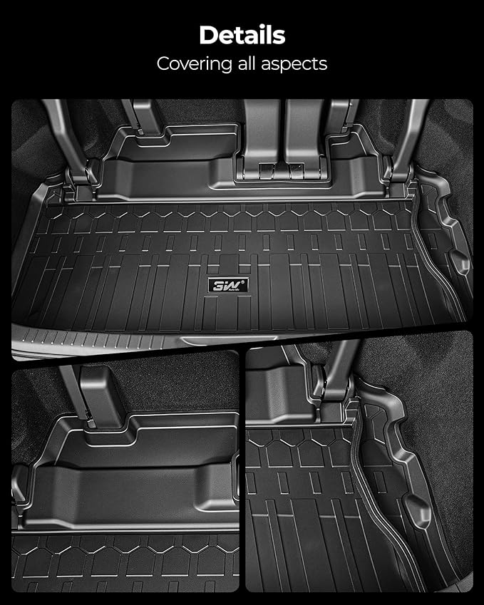 3W Floor Mats & Cargo Liner Fit Toyota Sienna 2024-2026 (Only for Platinum Version with Refrigerator) TPE Custom Fit Floor Liner and Trunk Mat for Sienna 7 Seat (w/o Spare tire)