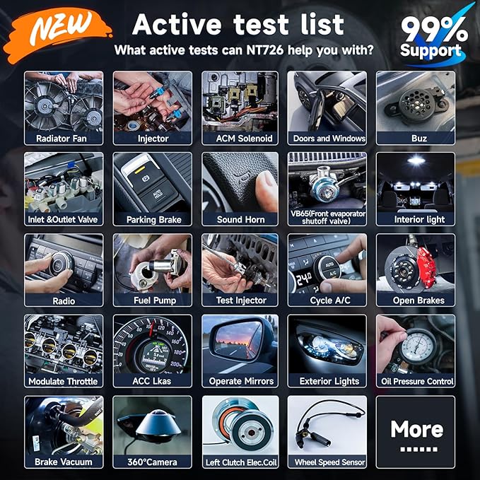 FOXWELL OBD2 Scanner Diagnostic Tool NT726, All System Bidirectional Scan Tool, Code Reader for Cars and Trucks with 12 Resets, ABS Bleeding/Oil/EPB/SAS/D-PF/TPMS/Injector Coding/Throttle/BMS..., FCA