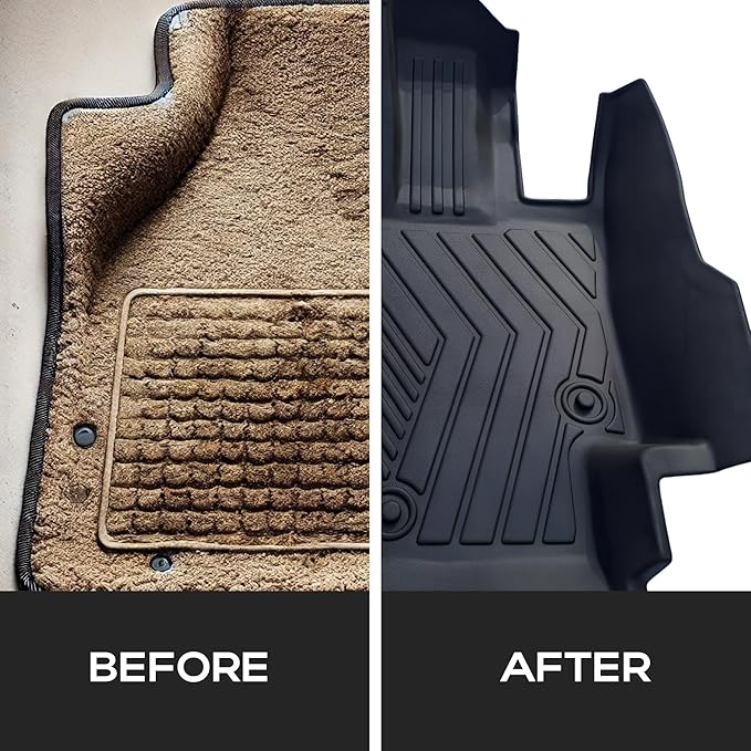 Compatible with Toyota Highlander 2020-2024 2025 (7 Seats) – Heavy Duty 3-Row All-Weather Protection, Waterproof TPE Car Floor Mats Full Set