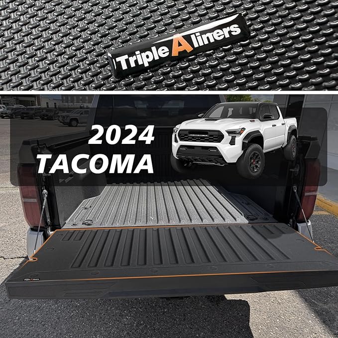 TripleAliners for Tacoma 2024 2025 | Truck Bed Tailgate Mat | Compatible with 2024 2025 Toyota Tacoma Accessories Tailgate Liner Protector Cargo Mat All-Weather Cargo Liner Custom Fit, 1PC