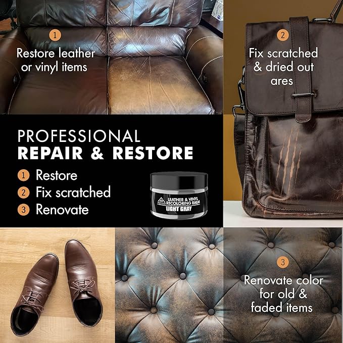 FORTIVO Leather Recoloring Balm, Color Restorer, Scratch Remover, Couch Paint and Repair, Leather Balm for Couches