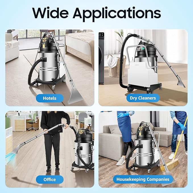 60L Carpet Cleaner Machine Deep Cleaner, 110V Commercial Carpet Cleaning Machine, Sofas Curtains Carpet Shampooer Machine Portable Carpet Cleaner, Floor Scrubber Machine Dust Extractor