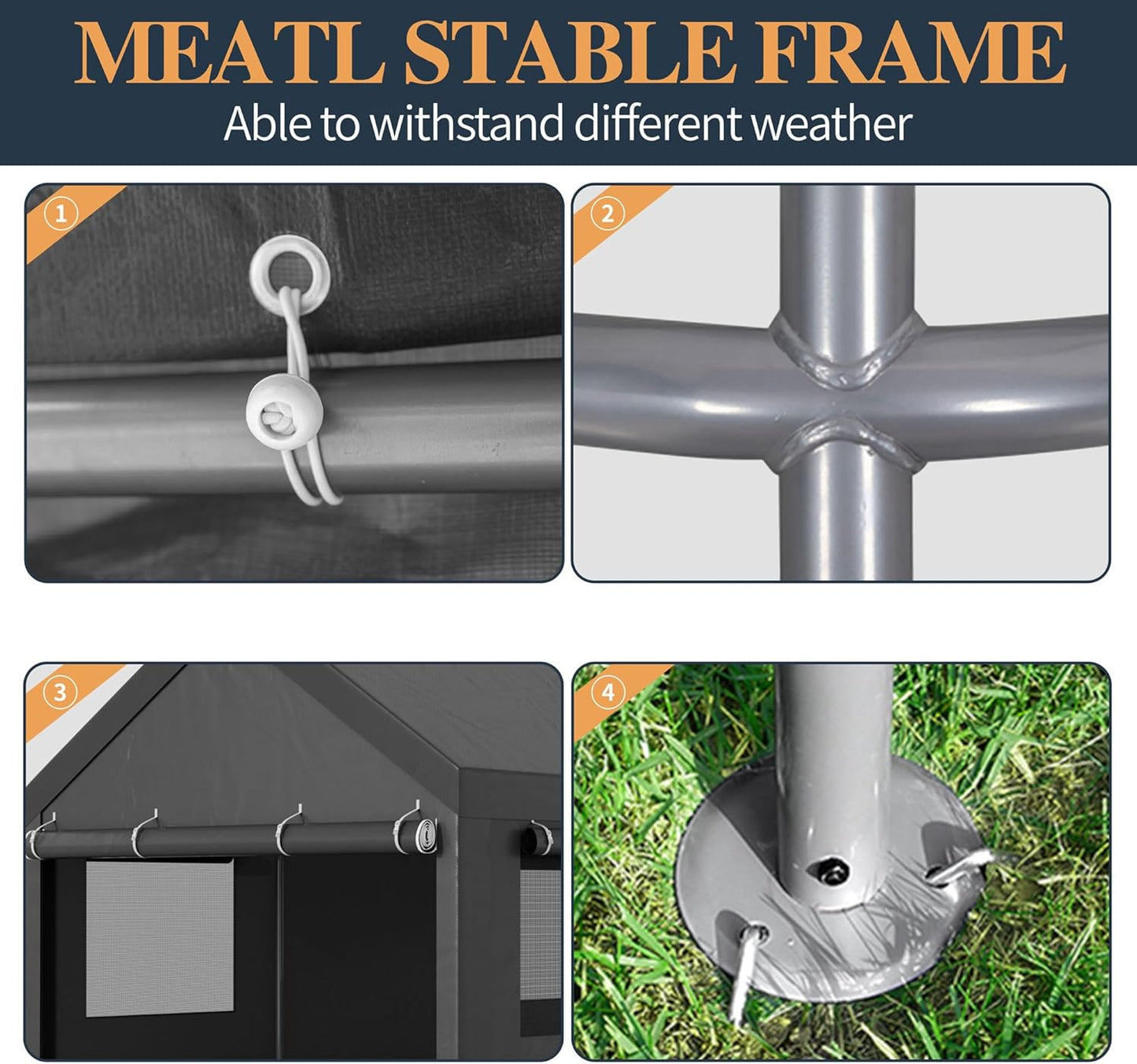 Shintenchi Carport 10' x 20' Heavy Duty Portable Garage, Car Port Canopy with Side-Opening Removable Door & Roll-Up Windows, Car Canopy for Truck,Car,Boat,Motorcycle,Grey