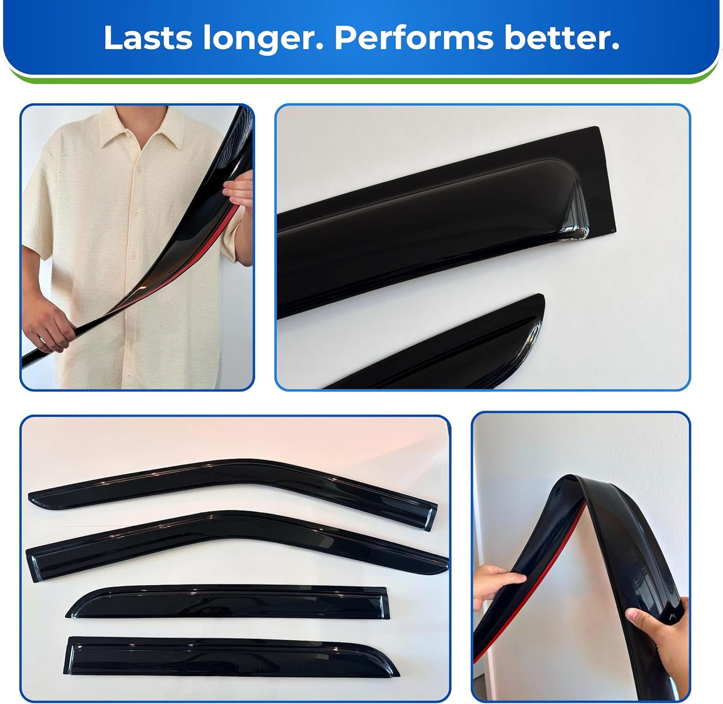 KPY Window Visor Compatible with Hyundai Accent Sedan 2012-2017, 4PC Rain Guard Side Window Vent Deflectors Tape-On Mugen Style, 2012 2013 2014 2015 2016 2017