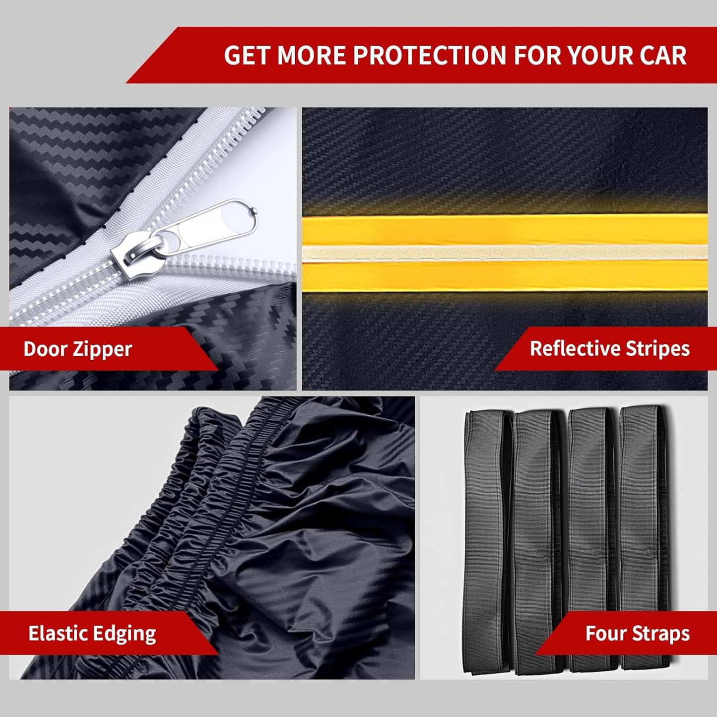 Car Cover Waterproof All Weather, 6 Layers Car Covers for Automobiles, Full Exterior Cover with Zipper, Outdoor Car Cover Sun UV Rain Snow Wind Protection for Sedan (190-195 inch)