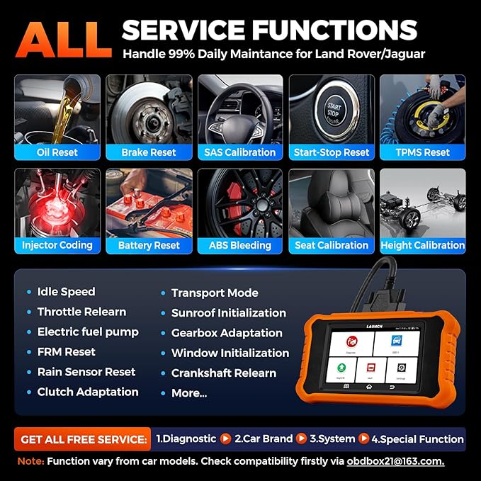 LAUNCH Creader Elite V2.0 for Land Rover Jaguar OBD2 Scanner, Bi-Directional Full Systems Diagnostic Scan Tool, All Reset Services, Active Test, Battery Reset, Height Calibration, Lifetime Free Update