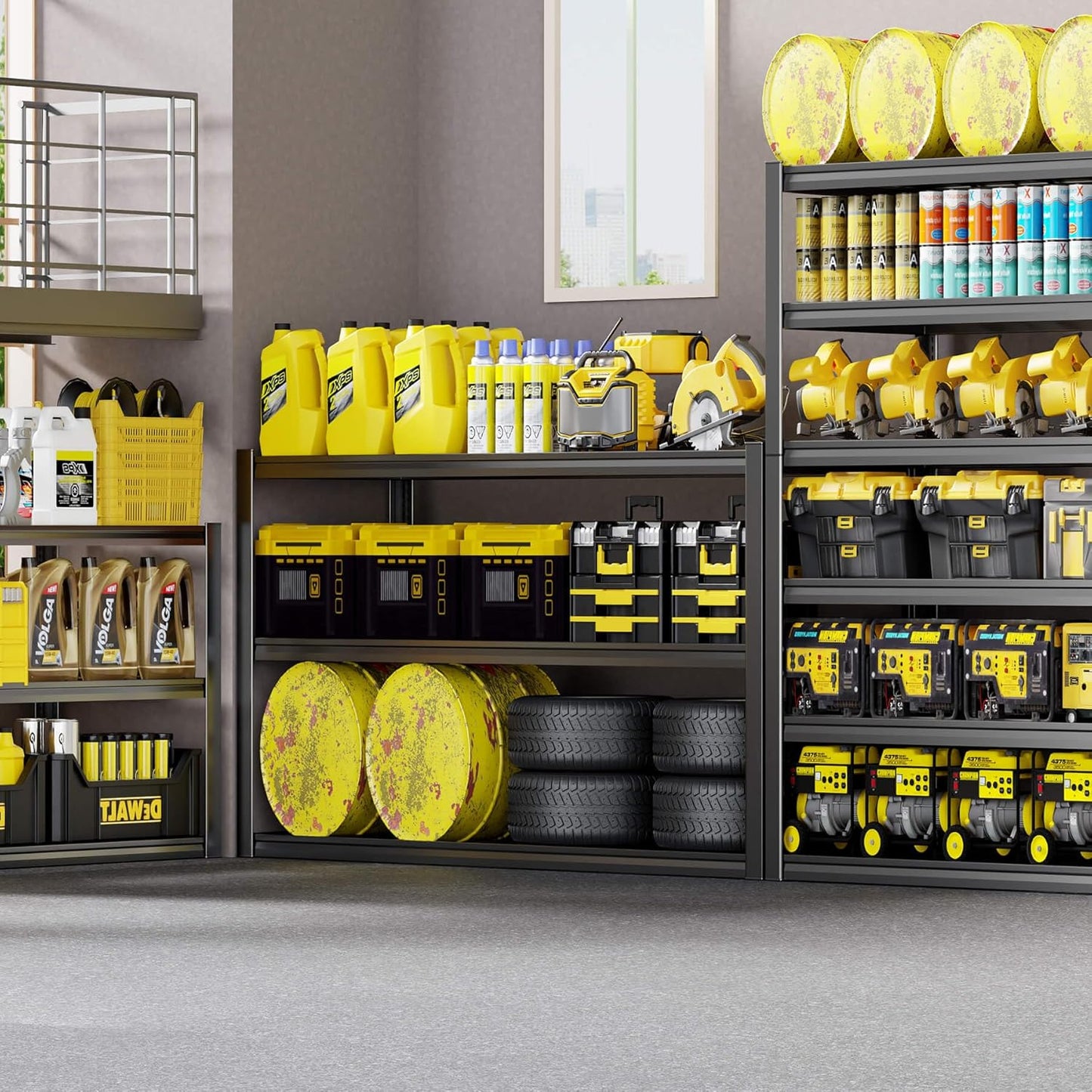 6 Tier Garage Shelving Heavy Duty, 50" WGarage Shelves, 50" W x 84" H x 24" D Adjustable Storage Shelving Unit, Commercial Metal Shelves for Warehouse, Basement, Shop,2 Pack