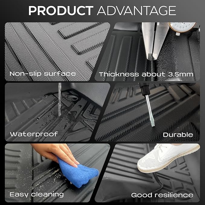 Floor Mats for Toyota Tacoma 2024-2025 Crew Cab, All Weather Floor Liner for Tacoma 2024-2025 TPE Custom Fit Car Mats Front&Rear 2 Row Mats, Black