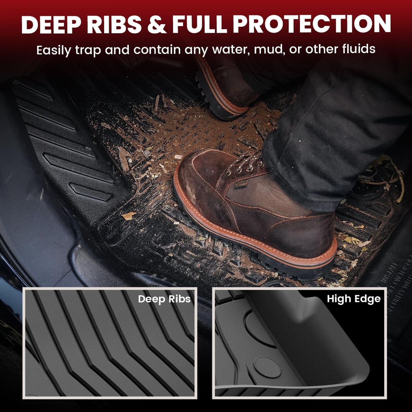 LASFIT Floor Mats for Mercedes Benz C Class 2026 2025 2024 2023 2022 C300 / C43 AMG / C63 AMG S / C63 AMG S E (Sedan Only), All Weather TPE for Floor Liners for C Class Car Mats, 1st & 2nd Row Set