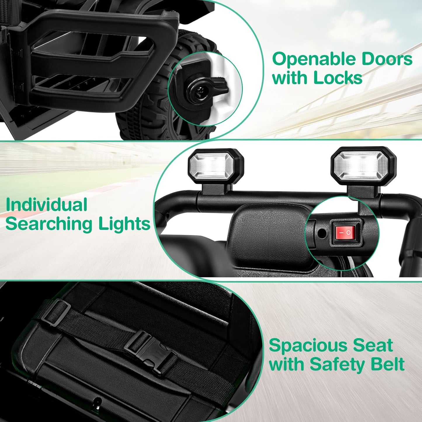 Costzon 12V Kids Ride on Truck Car, Electric Vehicle w/Remote Control, Threaded Wheels, 3 Speeds, LED Lights, Music, Horn & Wireless Connection, Battery Powered Ride on Toy for Boys & Girls 3+ (Black)