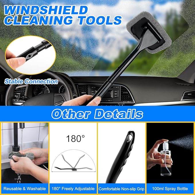 AUTODECO 37Pcs Car Detailing Brush Set, Car Detailing Kit, Auto Detailing Drill Brush Set, Car Detailing Brushes, Car Wash Cleaning Tools Kit with Car Vacuum for Interior, Exterior, Wheels, Blue