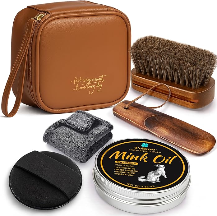 4-in-1 Mink Oil Leather Conditioner and Cleaner 3.52 oz - Premium Waterproof Formula for Boots and Shoes