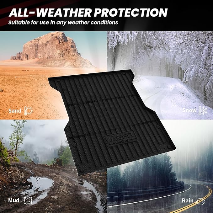 LASFIT Bed Mat for Toyota 2024-2026 Tacoma (5FT/5'Bed) Truck Bed, All Weather 5 ft Rubber Car Bed Liner for Toyota Tacoma 2024 2025 2026 Accessories, TPE Trunk Mat&Bed Liner (Not Fit Drop-in Liners)