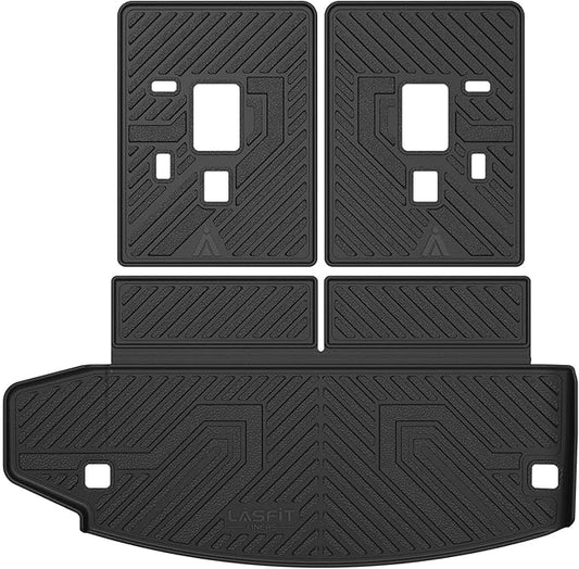 LASFIT Trunk Mat for Dodge Durango 2011-2026, Fit 2nd Row Bench Seating(7seats) & 2nd Row Bucket Seating 6seats, Not for 5 Seats, All Weather TPE Custom Fit Car Mat Cargo Liner, Black