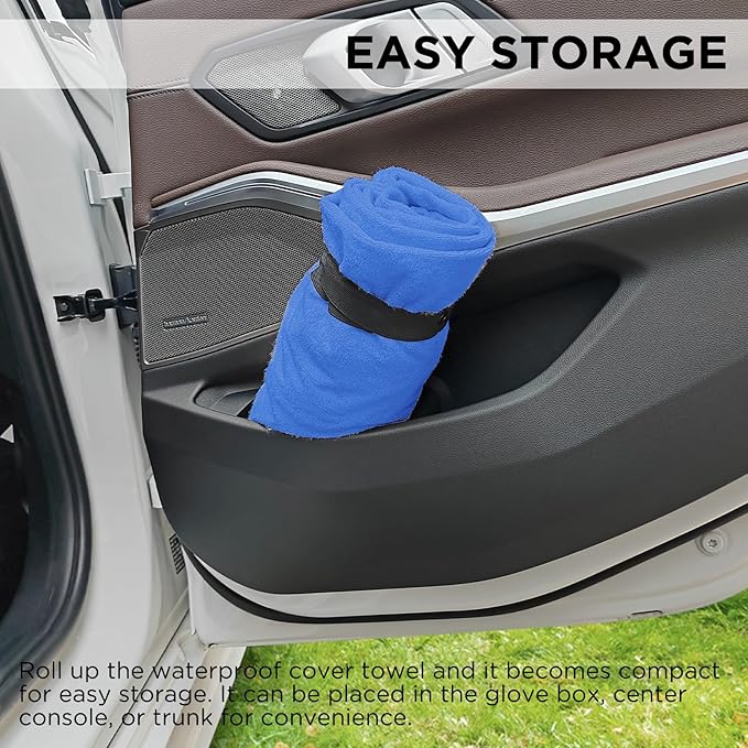 Waterproof Seat Cover Towel, 2PCS Premium Sweat Carseat Protector, Perfect for Universal Anti-Slip Car Truck SUV Seat, Great for Surfing Yoga Gym Workout, Royal Blue