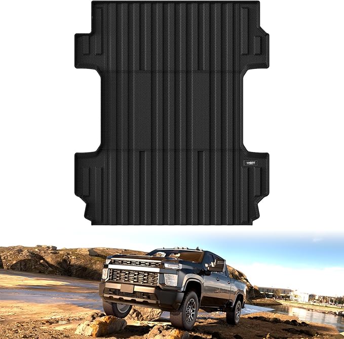 LASFIT Truck Bed Mat 2020-2026 for Chevrolet Silverado/GMC Sierra 2500HD 3500HD (Only Fit 6.8FT, Not Fit 5.8FT/6.6FT) All Weather TPE Custom Fit Car Bed Mat, Black (Not for 5th Wheel Package)