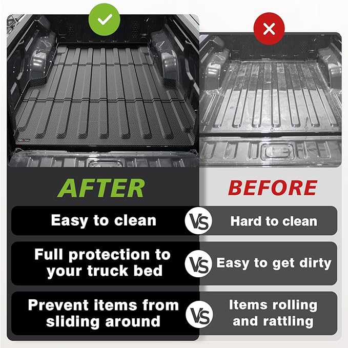 TripleAliners Truck Bed Mat Compatible with Jeep Gladiator JT 2025 2024 2020-2023 Accessories 5FT Vehicle Perfectly Flush All Weather Protection TPE Heavy Duty Pickup Car Bed Cargo Mat