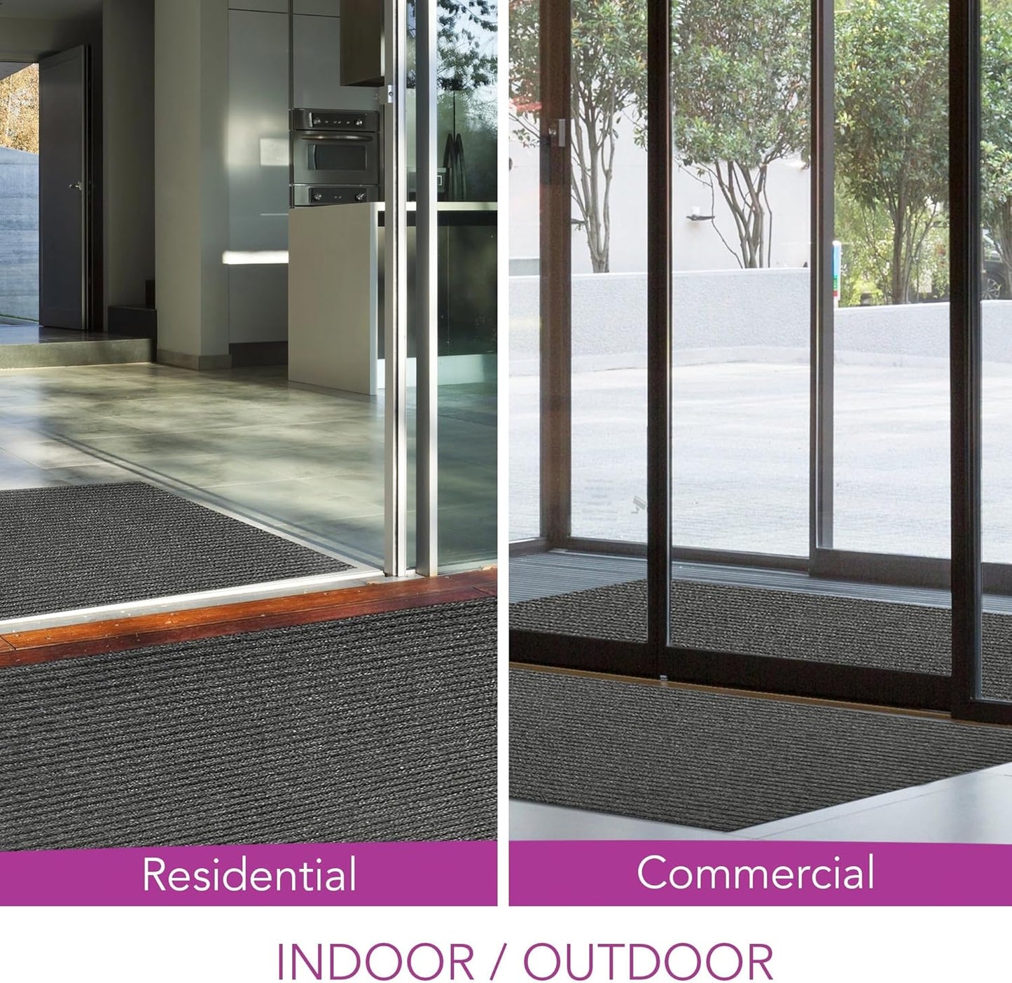 iCustomRug Spartan Weather Warrior Duty Indoor/Outdoor Utility Ribbed in 3ft,4ft,6ft Widths 70 Custom Sizes with Natural Non-Slip Rubber Backing 4'X18' in Charcoal