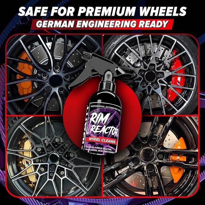 Carfidant Rim Reactor Wheel Cleaner Spray – Safe for BMW, Mercedes, Audi, VW & Porsche – Removes Brake Dust & Grime – Dilutable, pH Neutral, Non-Acidic – 32 fl oz