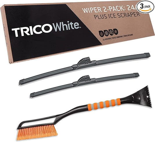 TRICO White 24" + 21" Extreme Weather Premium Winter Automotive Replacement Windshield Wiper Blades (Set of 2), Passenger and Driver Side All-Weather Beam Wiper Blades with Ice Scraper