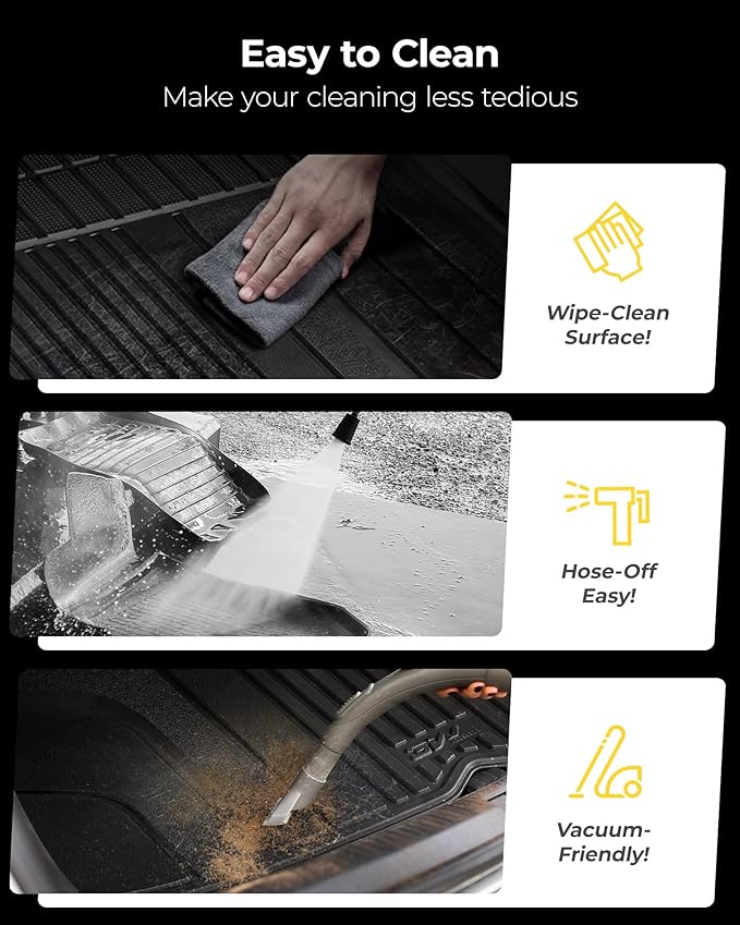 3W Seat Back Mats & Cargo Mat for Chevrolet Chevy Traverse 2024-2026 & GMC Acadia 2024-2026 & Buick Enclave 2025-2026, All Weather TPE Custom Fit Cargo Mat Trunk Liner with Backrest Mat, Black