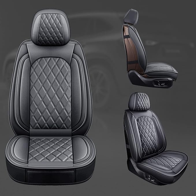 MIROZO Front Seat Covers, Car Seat Covers Black Vehicle Cushion Cover Breathable Fit for Most Sedan, Truck and SUV for Explorer Escape Civic Accord Camry RAV4 (Black,2PCS)