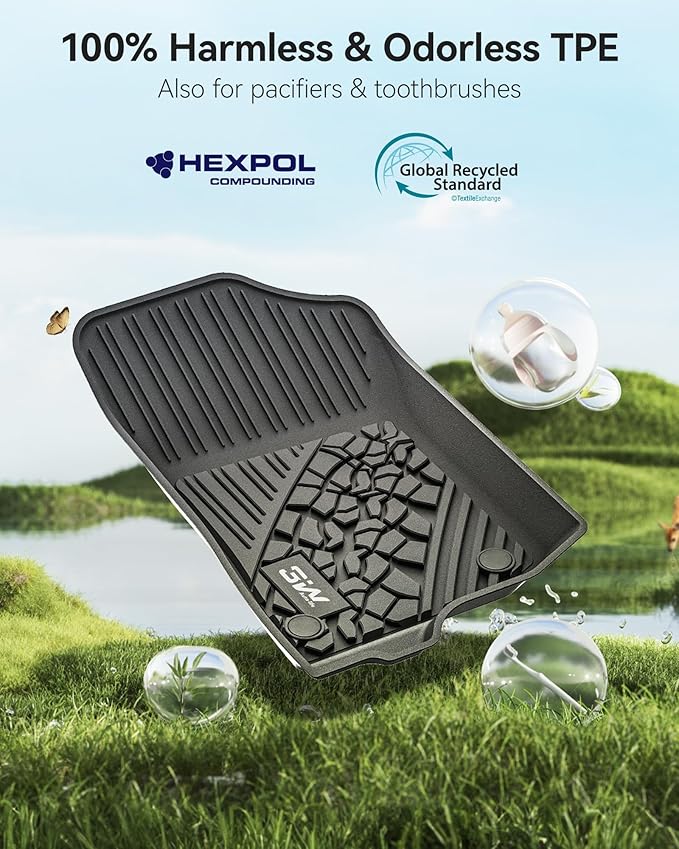 3W Floor Mats & Cargo Liner Custom Fit for Jeep Wrangler 4XE 2021-2024 2025 (Non JL/JK), All Weather TPE Rubber Heavy Duty Car Liner Trunk Mat Wrangler 4XE Accessories (Hybrid & 4 Door with Subwoofer)