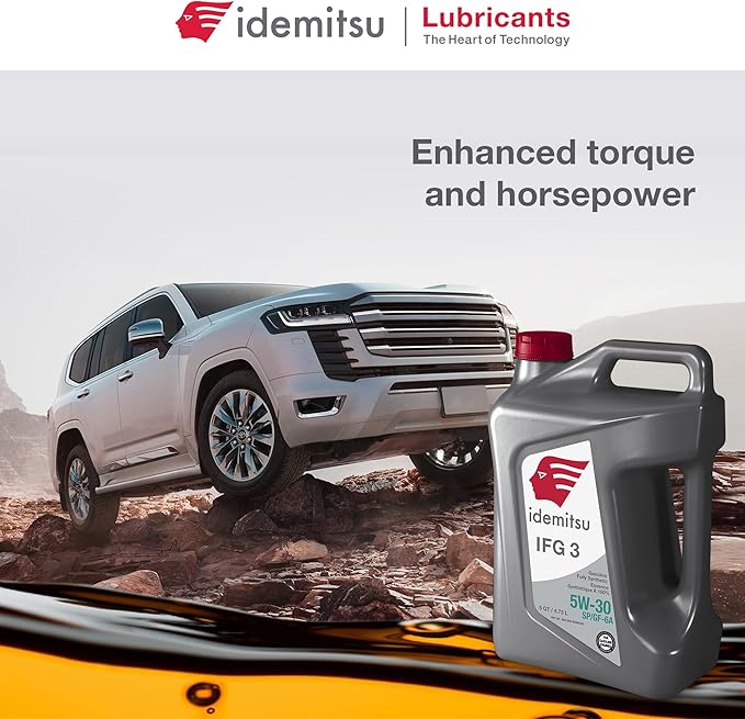 Idemitsu IFG 3 5W-30 Motor Oil Full Synthetic – 5 Quart, Case of 4 | SP/GF-6A Certified Engine Oil for TGDI & PFI Engines | Engineered for Maximum Efficiency and Protection