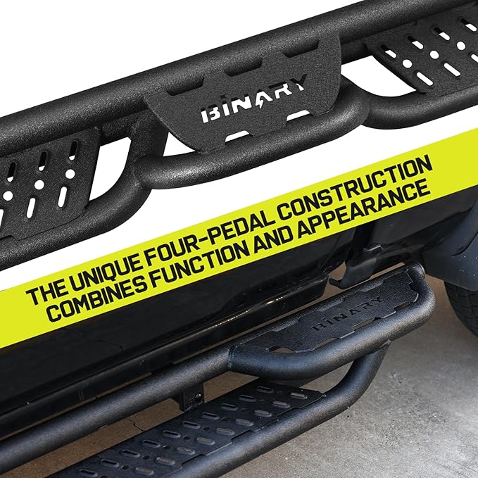 BINARY STAR Running Boards Compatible with 2015-2026 Chevy Colorado/GMC Canyon Crew Cab. Colorado Running Boards with Bed Access Step and Center Step. 6 Inch Carbon Steel Side Steps.