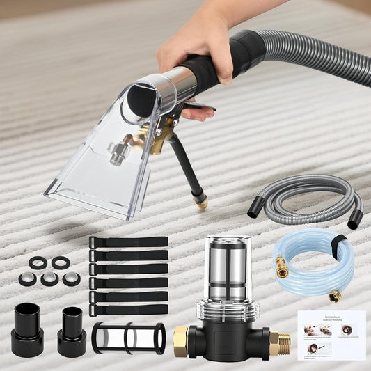 Upgraded Vacuum Cleaner Extractor Kit Compatible with Shop Vac, Carpet and Upholstery Cleaning Extractor Hose Kit with Wand, Hose, and Adapter for Home and Car Cleaning, 10-Ft Vacuum Cleaner Hose