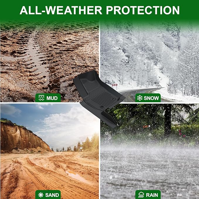 Floor Mats Fit for Toyota Tacoma 2026 2025 2024 Double Cab (Not fit Hybrid), TPE All Weather Protection Floor Liners Including Front & Rear Row & Door Sill Guards for Tacoma Car Mat Accessories