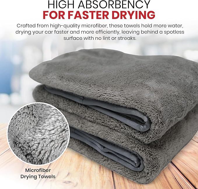 AllGuard Platinum Microfiber Towels for Cars Extra Large Towel Set of 2 Drying Towels with Maximum Absorbency, Scratch Free Wash Towels for Detailing, Microfiber Cleaning Cloth Towel Kit