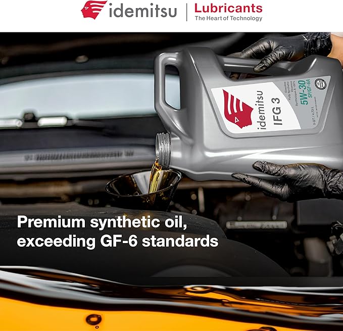 Idemitsu IFG 3 5W-30 Motor Oil Full Synthetic – 5 Quart, Case of 4 | SP/GF-6A Certified Engine Oil for TGDI & PFI Engines | Engineered for Maximum Efficiency and Protection