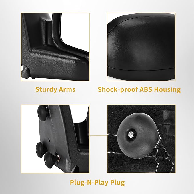 DWVO Right Passenger Side Manual Folding Towing Mirror for 1999-2006 Chevy Silverado, GMC Sierra, Tahoe, Suburban, Yukon XL, Denali, Avalanche Classic, Adjustable Tow Side Mirror Accessory, Black