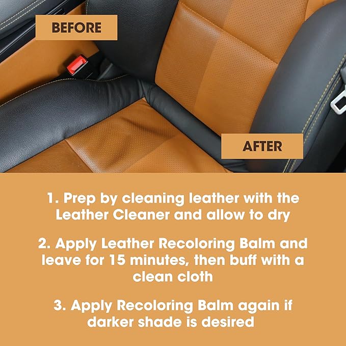 Furniture Clinic Leather Easy Restoration Kit | with Leather Recoloring Balm, Cleaner, Sponge, and Cloth | Leather Repair Kit for Scratched and Faded Furniture (Red)