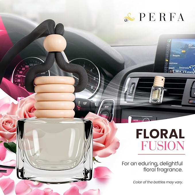 Car Air Fresheners for Women - Floral Fragrance Pack of 2 Long Lasting Car Air Freshener | Odor Eliminator Car Perfume Diffuser with Essential Oils | Automotive Air Freshener Vent Clip by Perfa