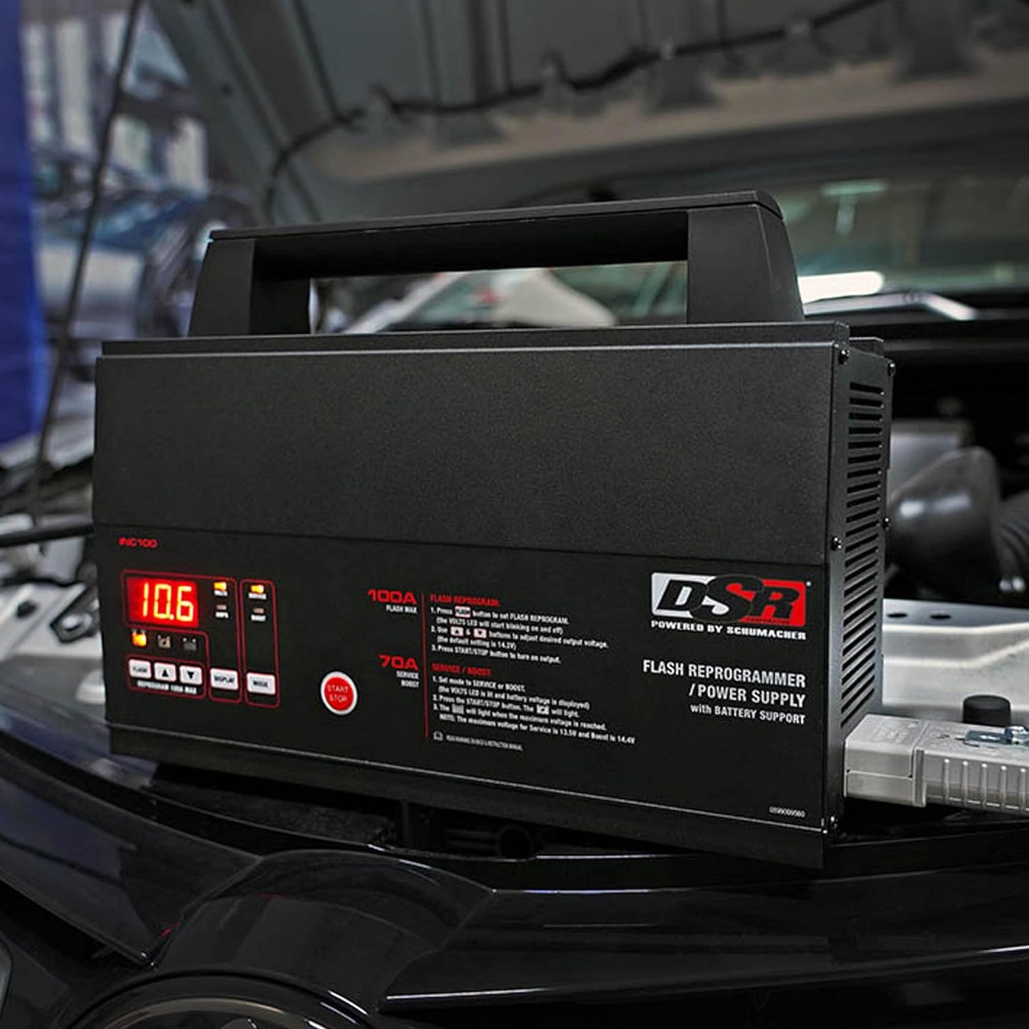 Schumacher Electric 100A Car Battery Charger and Power Supply, DSR Professional Grade, Service Mode, Flash Reprogram, Boost Charge, INC100, for 12V Automotive and Marine Batteries