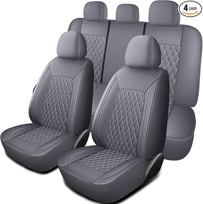 Seat Covers for Car,Breathable and Waterproof Car Seat Covers,Premium Automotive Airbag Compatible Universal Fit for Cars Sedans SUVs Vans and Trucks(Full Seat,Grey,N1)