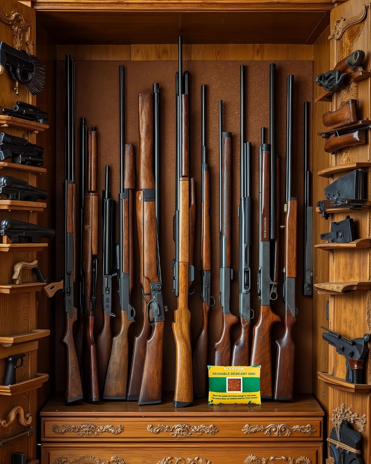 Rechargeable Desiccant Pack 2 x 500g, Moisture Absorber with Transparent Indicator Window, Silica Gel Desiccant Dehumidifier for Closet, Basement, Gun Safe, RV,Garage & Storage