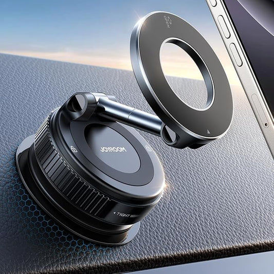 JOYROOM Magsafe Car Mount, Vacuum Car Phone Mount with Strong Magnet, 360° Metal Strut Suction Cup Phone Mount for iPhone 17 Pro Max/16 15 14 13 12 Series& Android Magsafe Case, Black