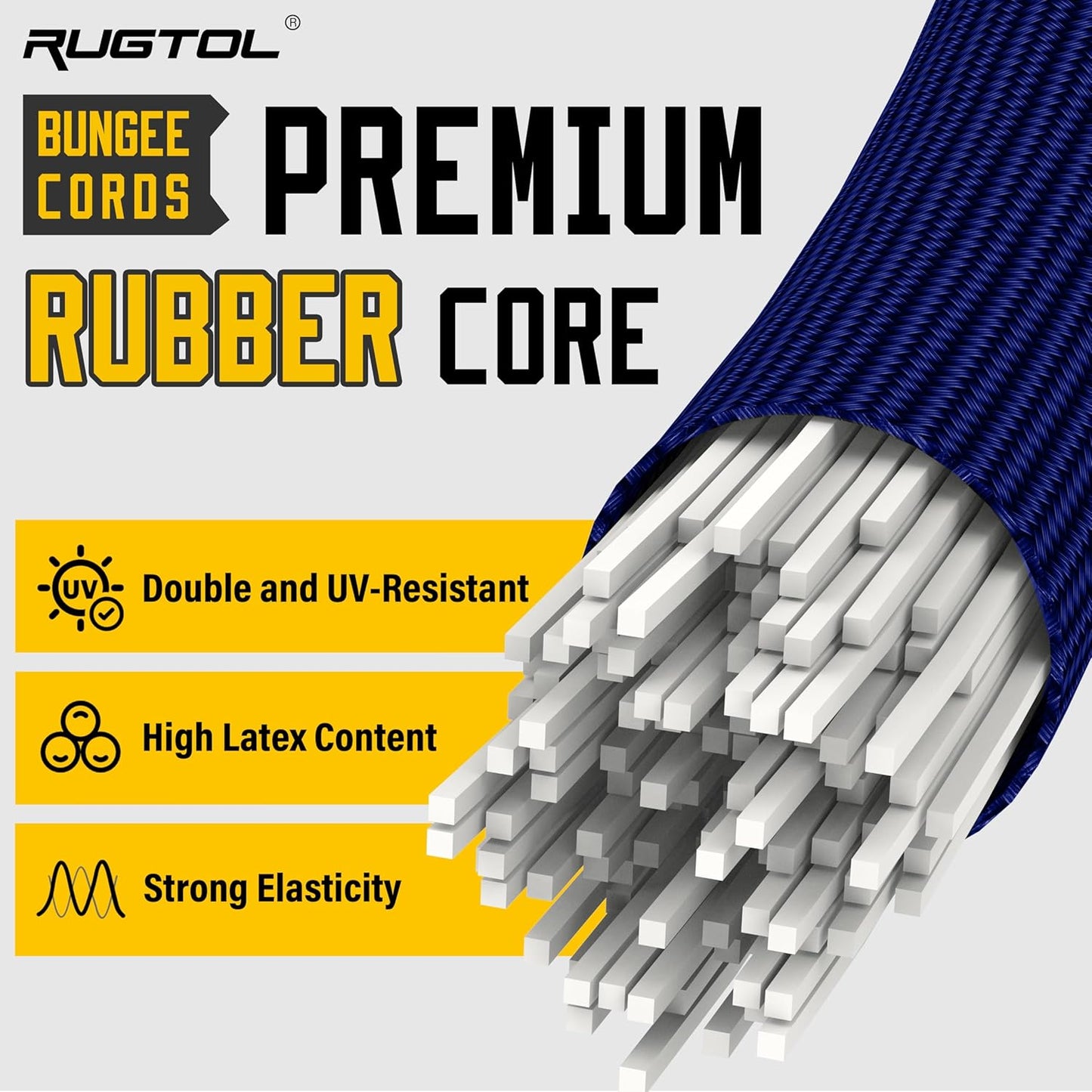 Bungee Cords with Hooks, 60 Inch Adjustable Blue Bungee Cords with Carabiner Heavy Duty Outdoor, 8mm Thick Easy to Adjust Durable Bungee Rope UV Resistant for Bike Rack, Garden, Tension, 6 Pack