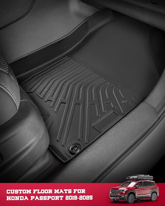 Car Floor Mats with Trunk Liner for Honda Passport 2019-2025: Custom Fit Full Set, All Weather TPE Black SUV Car Floor Liners for Honda Passport Accessories 2019 2020 2021 2022 2023 2024 2025