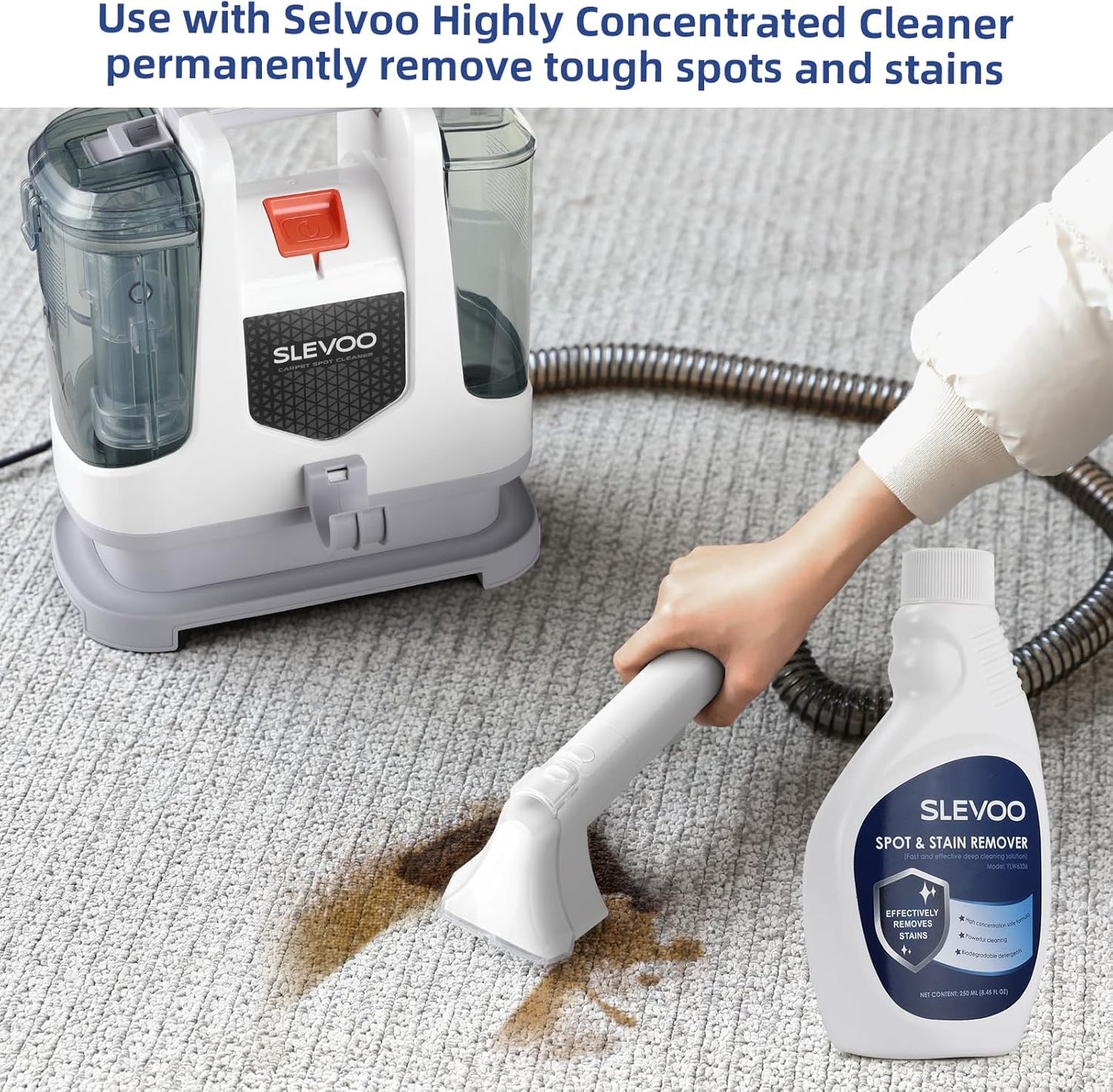 Carpet Cleaner Machine 10.5Kpa Strong Suction, 400W Powerful Motor, Portable Upholstery Cleaner with Spot and Stain Remover for Pet Accident, Rugs, Carpet and Upholstery, White