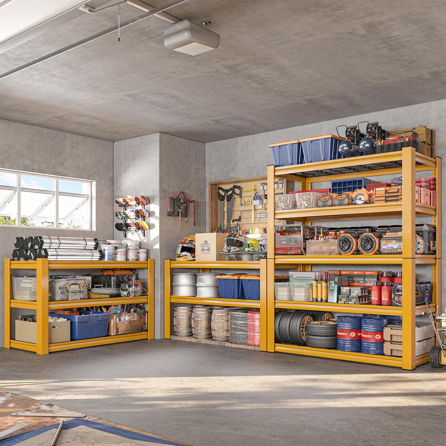 REIBII 72''H Garage Shelving 3010 LBS Storage Shelves Adjustable Metal Shelving 5 Tier Metal Shelves for Storage Industrial Shelf for Pantry Kitchen Basement 72" HX35.5 WX16 D, 3 Pack